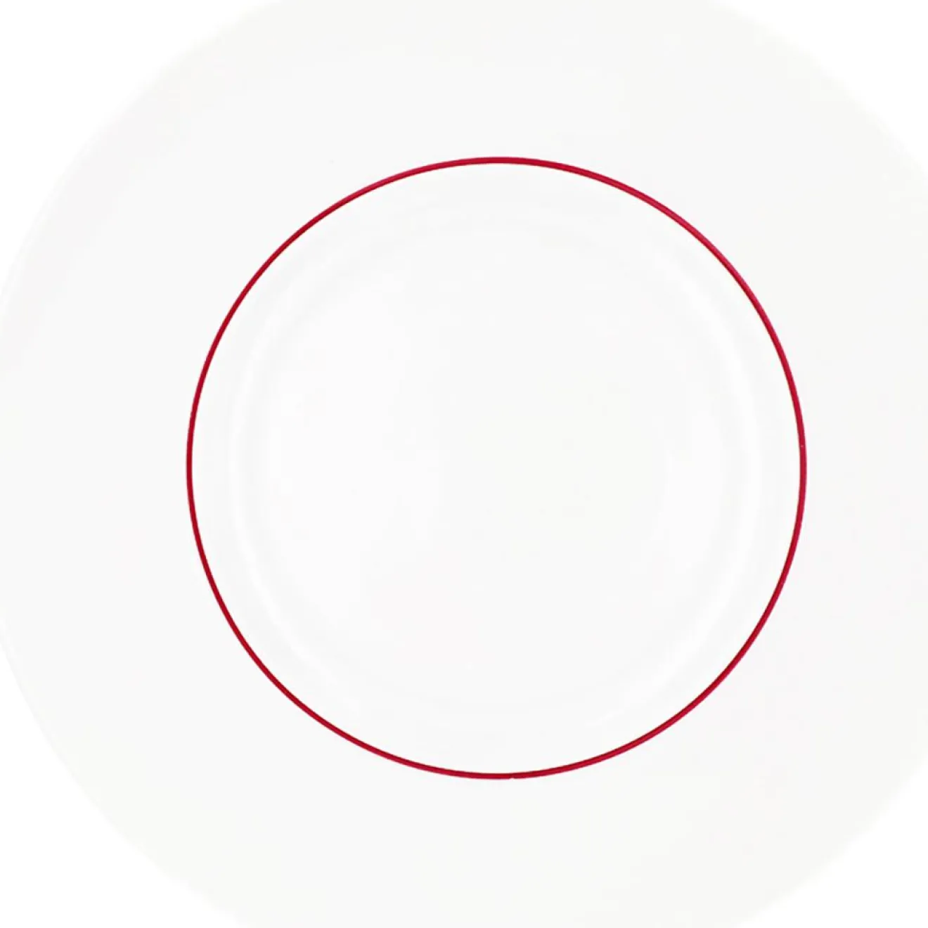 Fauchon 6 Assiettes plates en Porcelaine Ligne blanches - D.29 cm