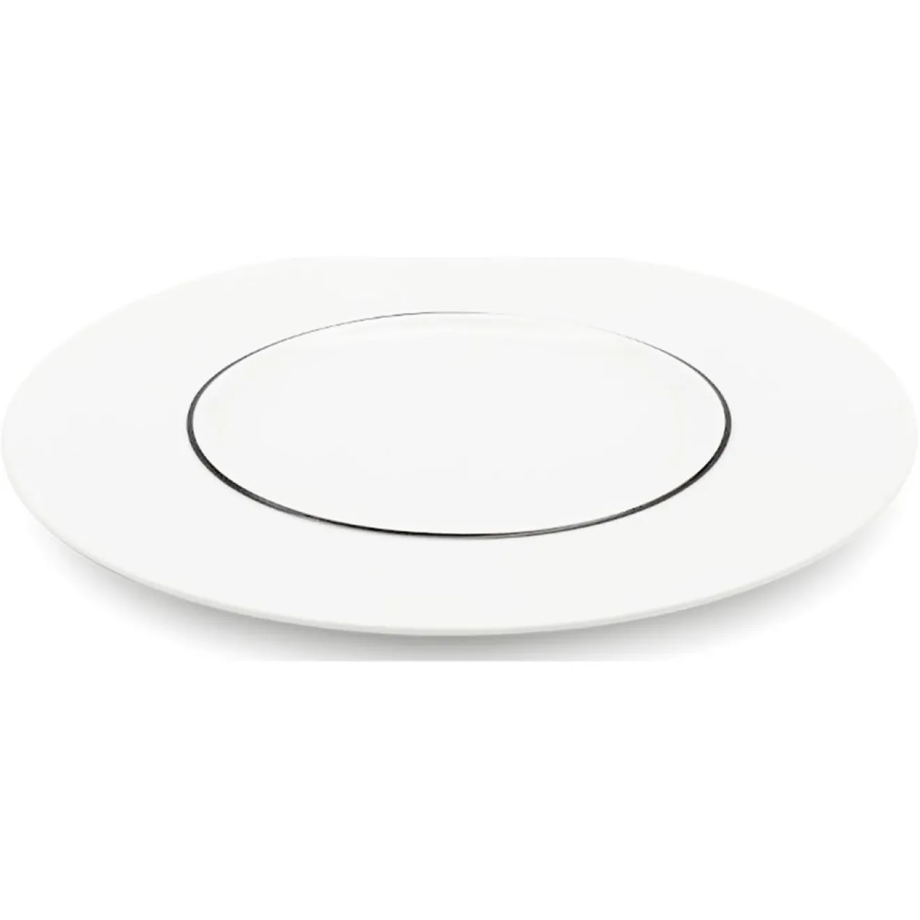 Fauchon 6 Assiettes plates en Porcelaine Ligne blanches - D.29 cm