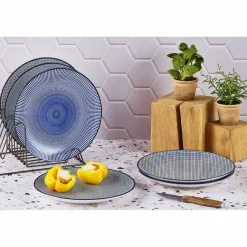 Online Bjorn 6 Assiettes plates Pattern Dark blue bleu foncé - D.26 cm