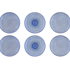 Online Bjorn 6 Assiettes plates Pattern Dark blue bleu foncé - D.26 cm