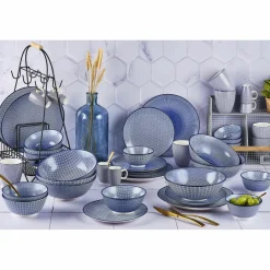 Online Bjorn 6 Assiettes plates Pattern Dark blue bleu foncé - D.26 cm