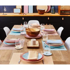 Bjorn 6 Assiettes plates Pattern Color bleu clair/rouge/jaune - D.26 cm