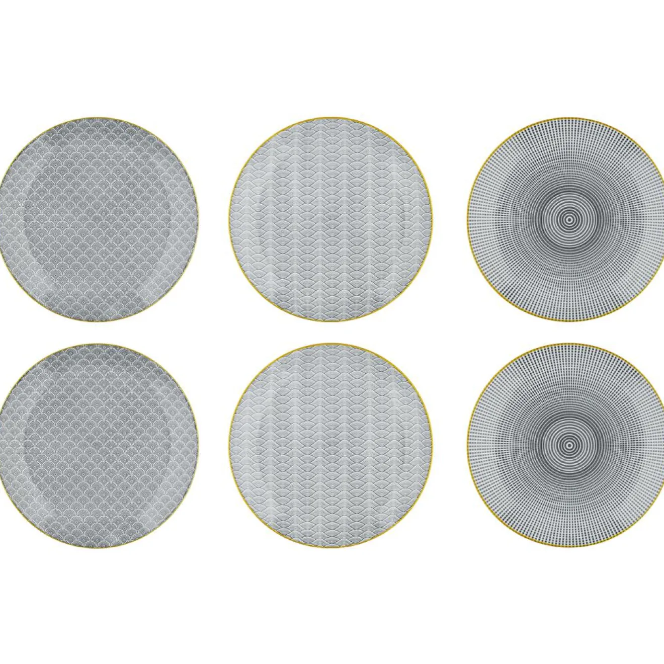 Outlet Bjorn 6 Assiettes plates Pattern Eclipse gris anthracite - D.26 cm