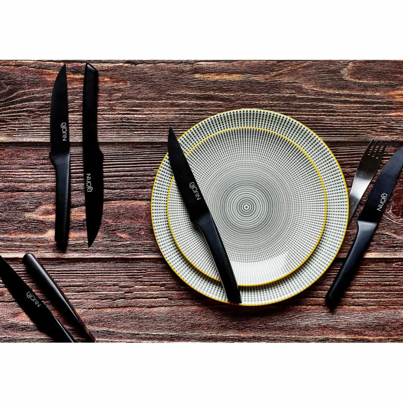 Outlet Bjorn 6 Assiettes plates Pattern Eclipse gris anthracite - D.26 cm
