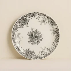 Novastyl 6 Assiettes PlatesFlorali 26Cm En GrèsDécor Noir