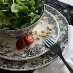 Novastyl 6 Assiettes PlatesFlorali 26Cm En GrèsDécor Noir