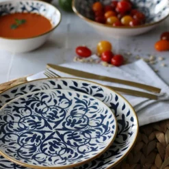 Novastyl 6 Assiettes PlatesHéraclée 27Cm En GrèsDécor Bleu