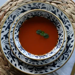 Novastyl 6 Assiettes PlatesHéraclée 27Cm En GrèsDécor Bleu