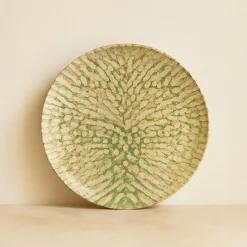 Novastyl 6 Assiettes PlatesJade 26Cm En Grès BeigeEt Vert