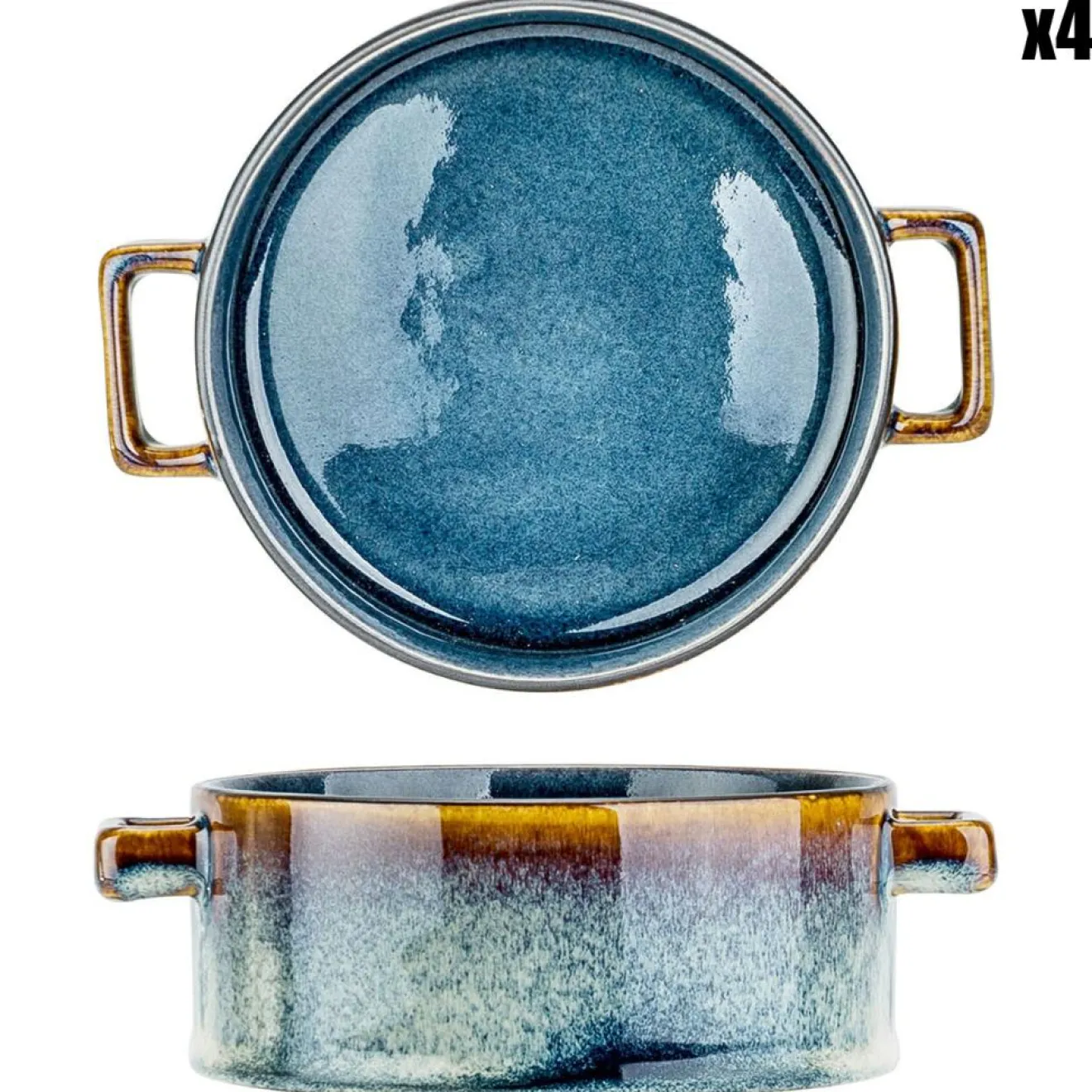 Cosy & Trendy 4 Bols à soupe Quintana en porcelaine bleus- D.17x13.5x5 cm