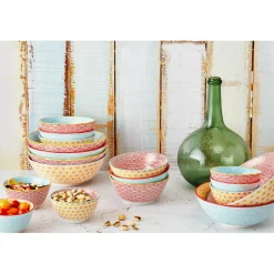 Bjorn 6 Bols apéritif Pattern Color bleu clair/rouge/jaune - D.12 cm