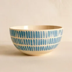 Best Novastyl 6 Bols Corfu 58ClEn Grès Blanc Avec DesRayures Bleues