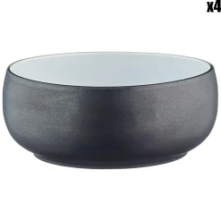 Bjorn 4 Bols en Grès Gourmet blanc granité/noir onyx - 70 cL
