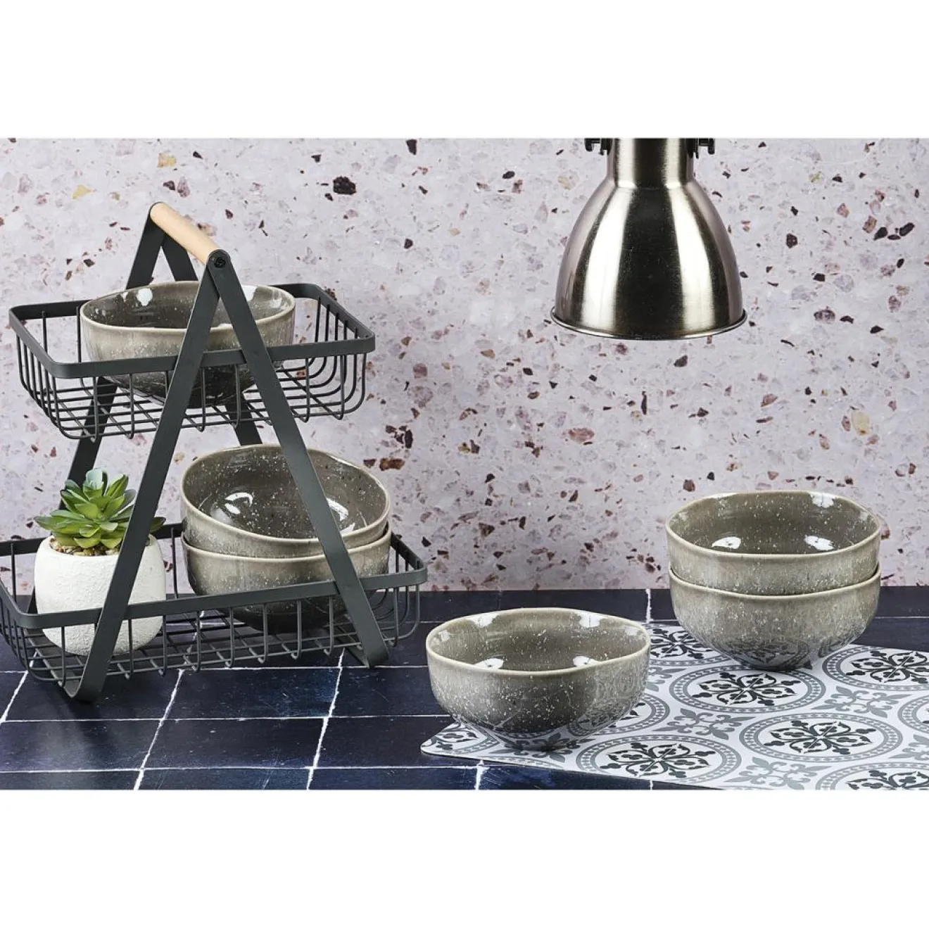 Bjorn 6 Bols en Grès Stellar gris/anthracite - 70 cl