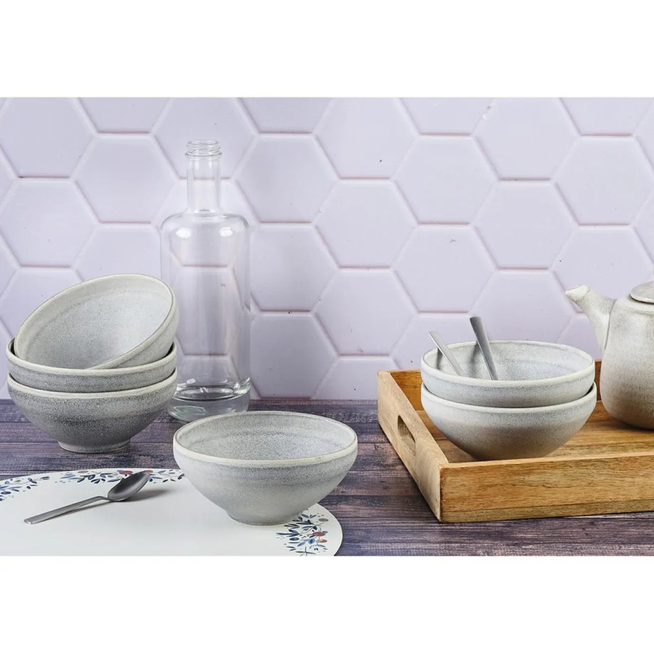 Bjorn 6 Bols en Grès Stone gris clair - 60 cl