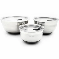 Outlet Gam'Hotel 3 Bols inox avec couvercle hermétique inox/noirs