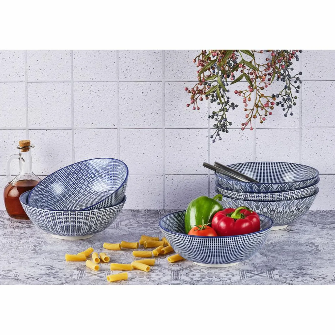 Clearance Bjorn 6 Bols Pattern Dark blue bleu foncé - D.21 cm