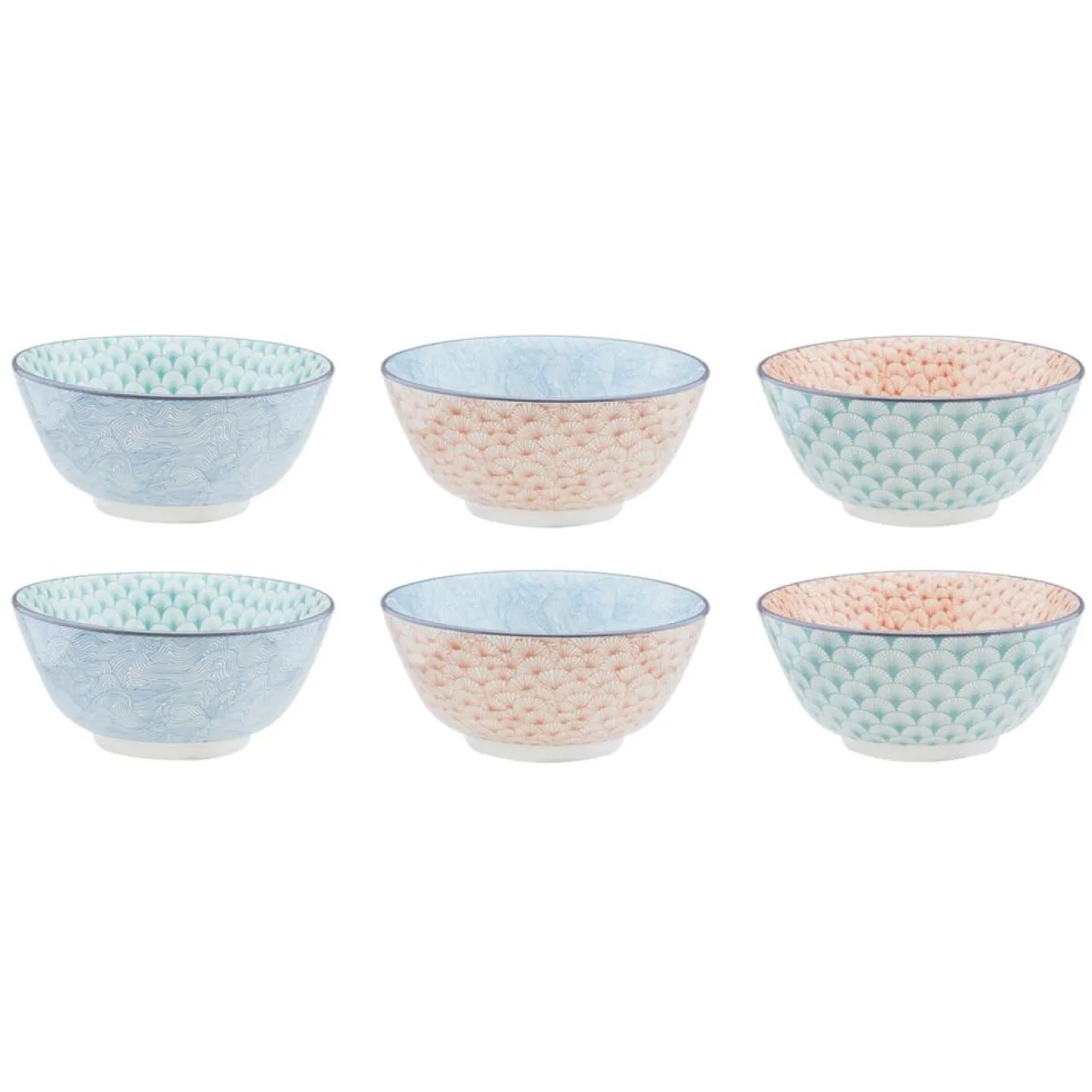 Bjorn 6 Bols petit-déjeuner Pastel rose pastel/bleu pastel/vert pastel - D.15 cm