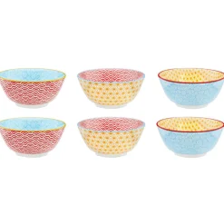Bjorn 6 Bols petit-déjeuner Pattern Color bleu clair/rouge/jaune - D.15 cm