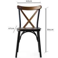 Wooden Art 4 chaises ahsa marron/noir - 42x84x41 cm