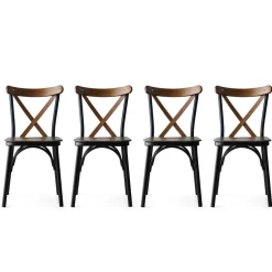Wooden Art 4 chaises ahsa marron/noir - 42x84x41 cm