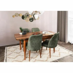 Online Wooden Art 2 Chaises Dallas noyer/vert foncé - 90x50x49 cm