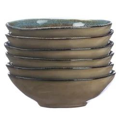 Bjorn 6 Coupelles en Grès Island kaki/bleu - 15 cl