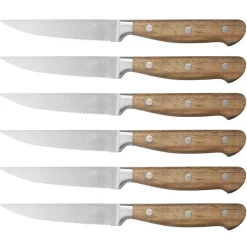 Bjorn 6 Couteaux à steak Jakob inox bois - 22x2x1 cm