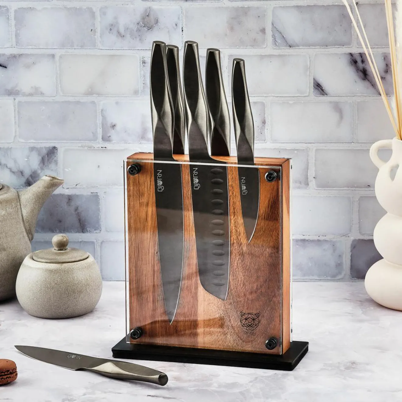 Bjorn 6 Couteaux de cuisine Larus - 6 pièces gris métal