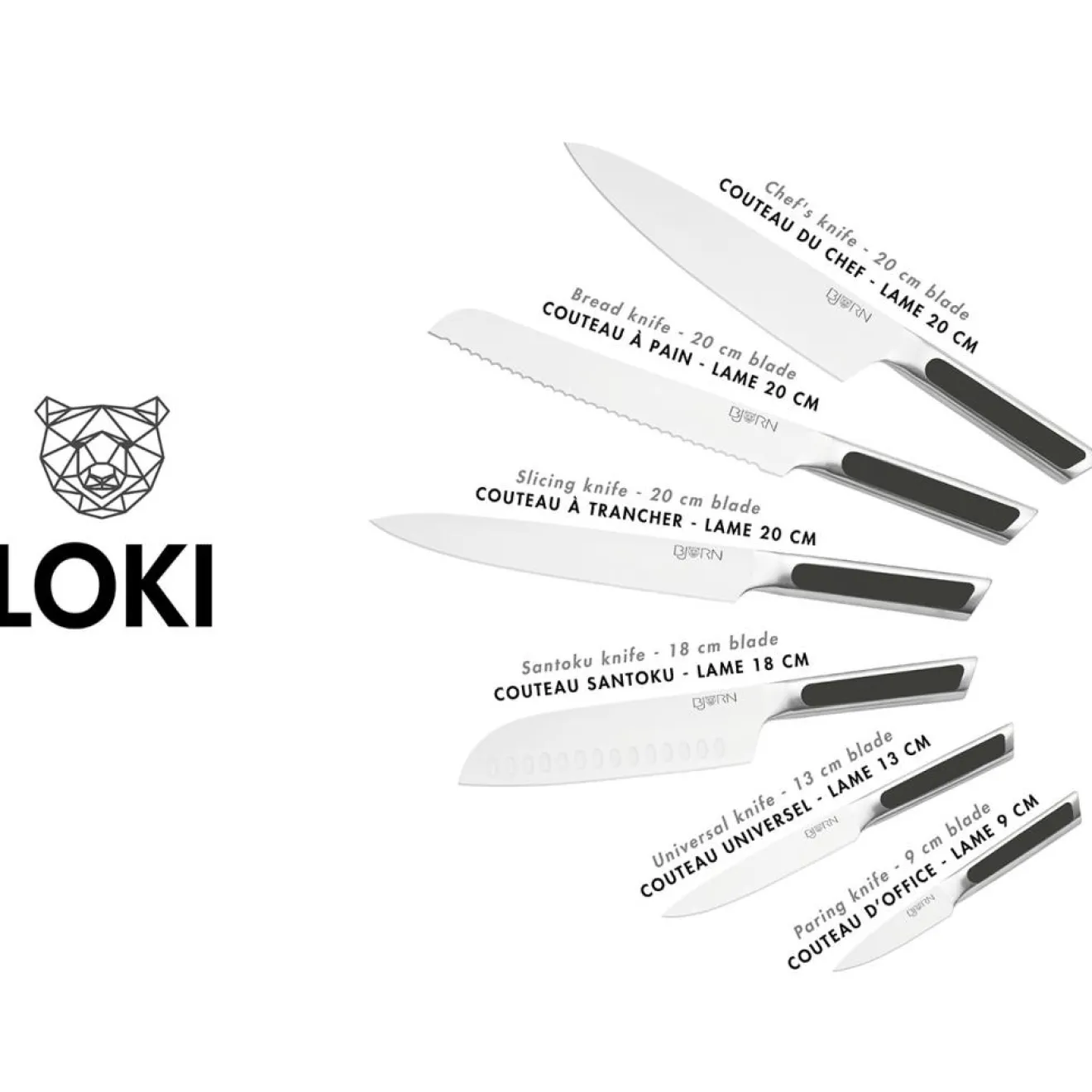 Best Bjorn 6 Couteaux de cuisine Loki inox mat