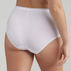Femme Playtex 2 Culottes Coton & Dentelle blanches