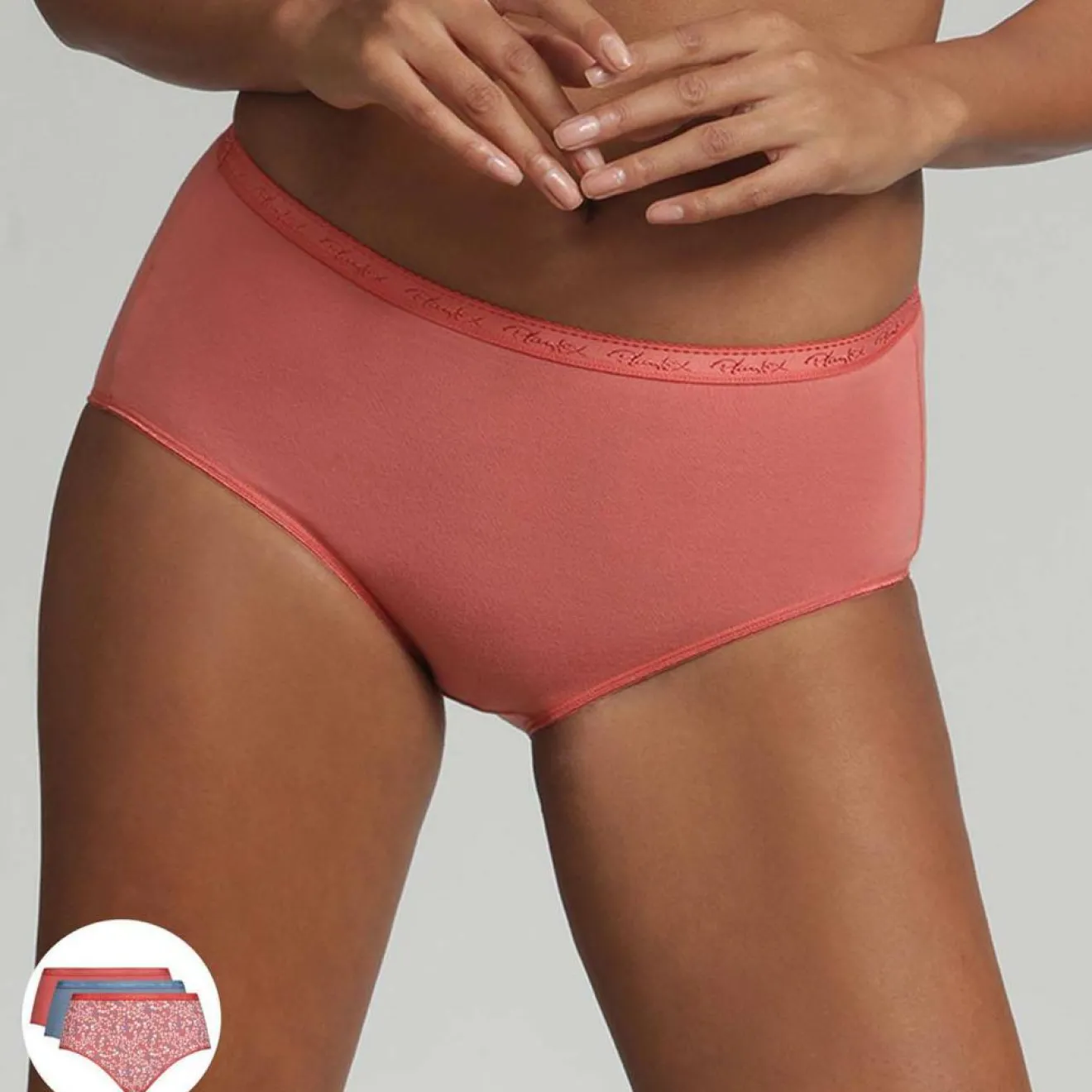 Femme Playtex 3 Culottes Coton Bio multicolores