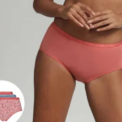 Femme Playtex 3 Culottes Coton Bio multicolores
