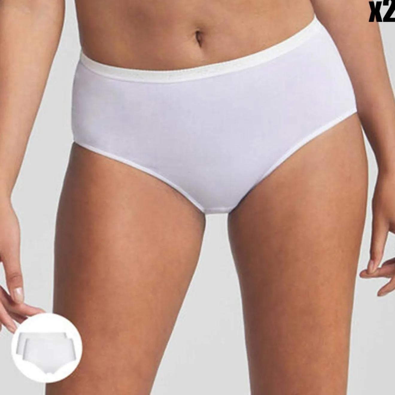 Femme Playtex 2 Culottes en Coton Bio blanches