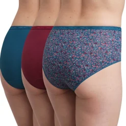 Online Playtex 3 Culottes en Coton Bio rouge carmin/bleu/vert