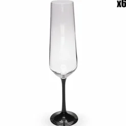 Fauchon 6 Flûtes à Champagne transparent/noir - 200ml