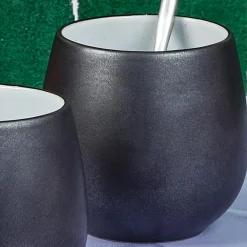 Bjorn 4 Mugs en Grès Gourmet blanc granité/noir onyx - 40 cL 8.5x8.5x9.5 cm