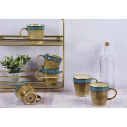 Bjorn 6 Mugs en Grès Island kaki/bleu - 40 cl