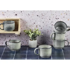 Bjorn 6 Mugs en Grès Zen gris/bleu - 40 cl