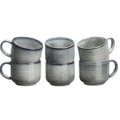 Bjorn 6 Mugs en Grès Zen gris/bleu - 40 cl
