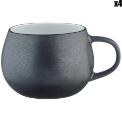 Bjorn 4 Mugs Gourmets blanc granité/noir onyx - 70 cL