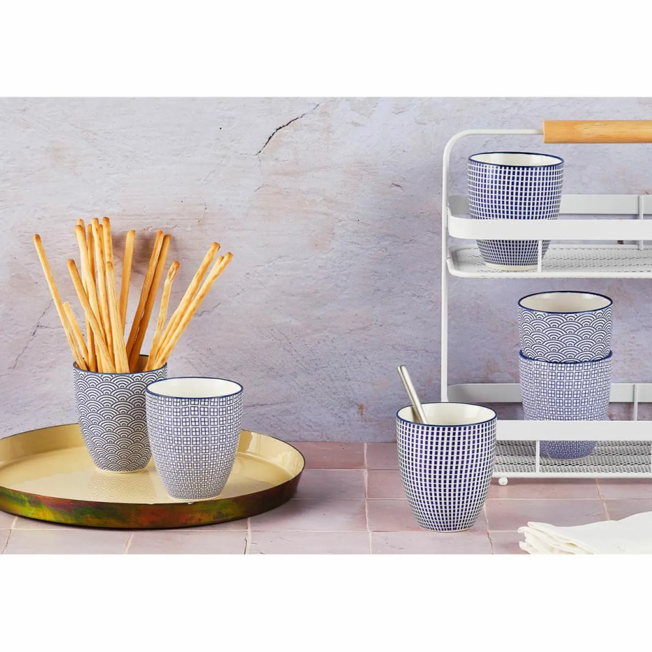 Outlet Bjorn 6 Mugs Pattern Dark blue bleu foncé - 30 cl