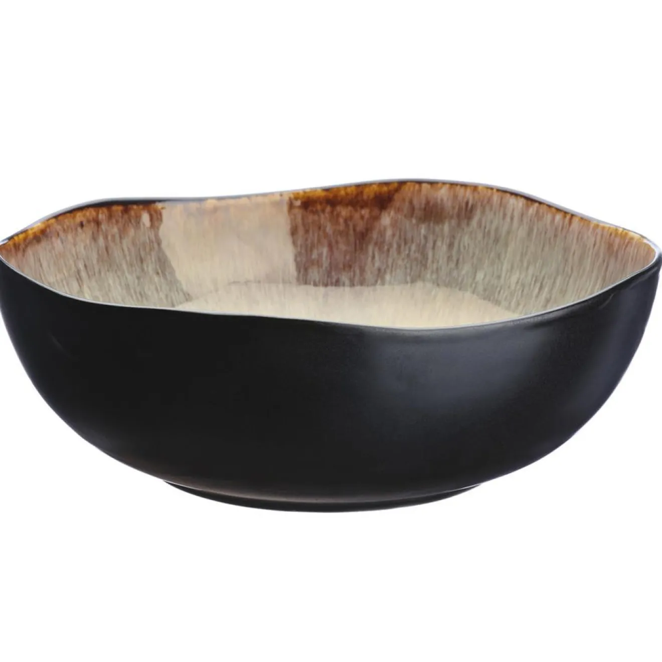 Bjorn 2 Saladiers en Grès Iris beige/marron - 24x8.5/28.5x10 cm