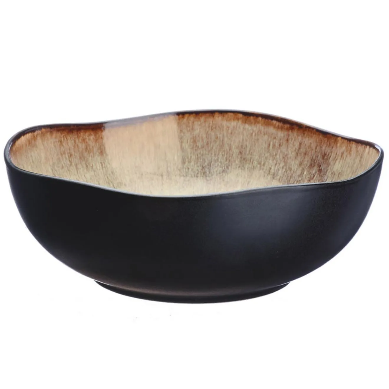 Bjorn 2 Saladiers en Grès Iris beige/marron - 24x8.5/28.5x10 cm