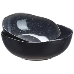 Sale Bjorn 2 Saladiers en Grès Iris bleu foncé - 24x8.5/28.5x10 cm