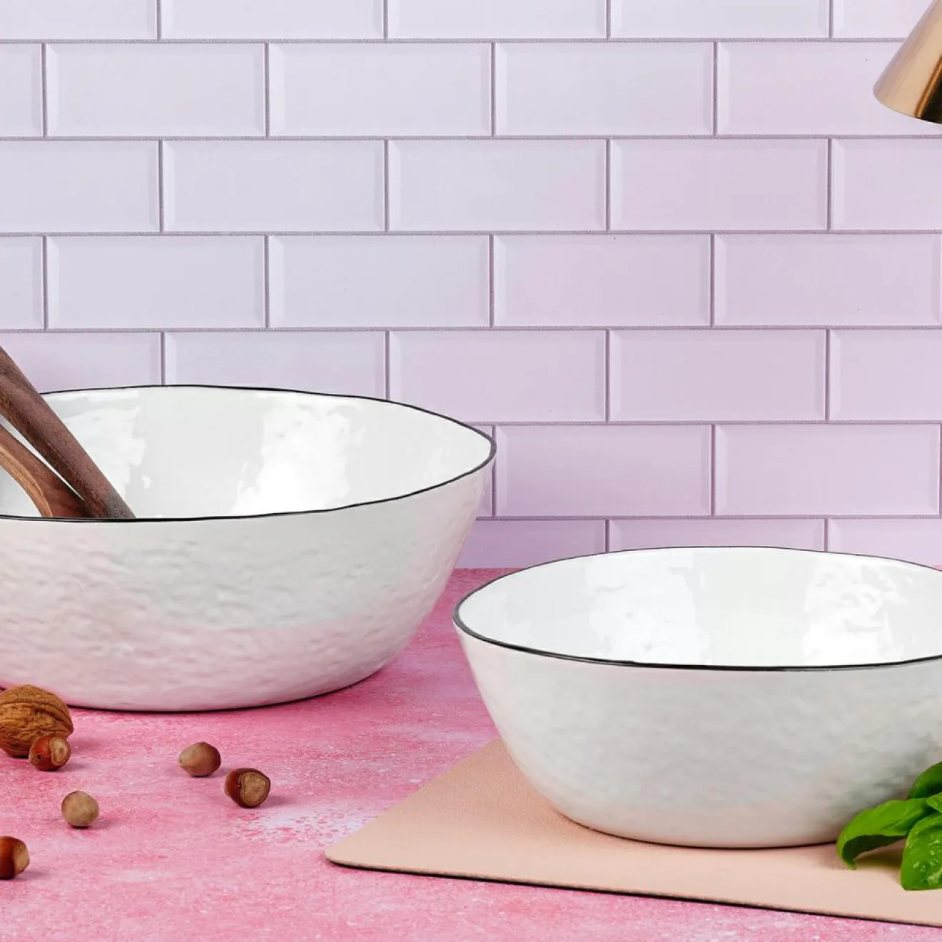 Hot Bjorn 2 Saladiers en Grès Pure blanc neige - 38x16.5x39 cm