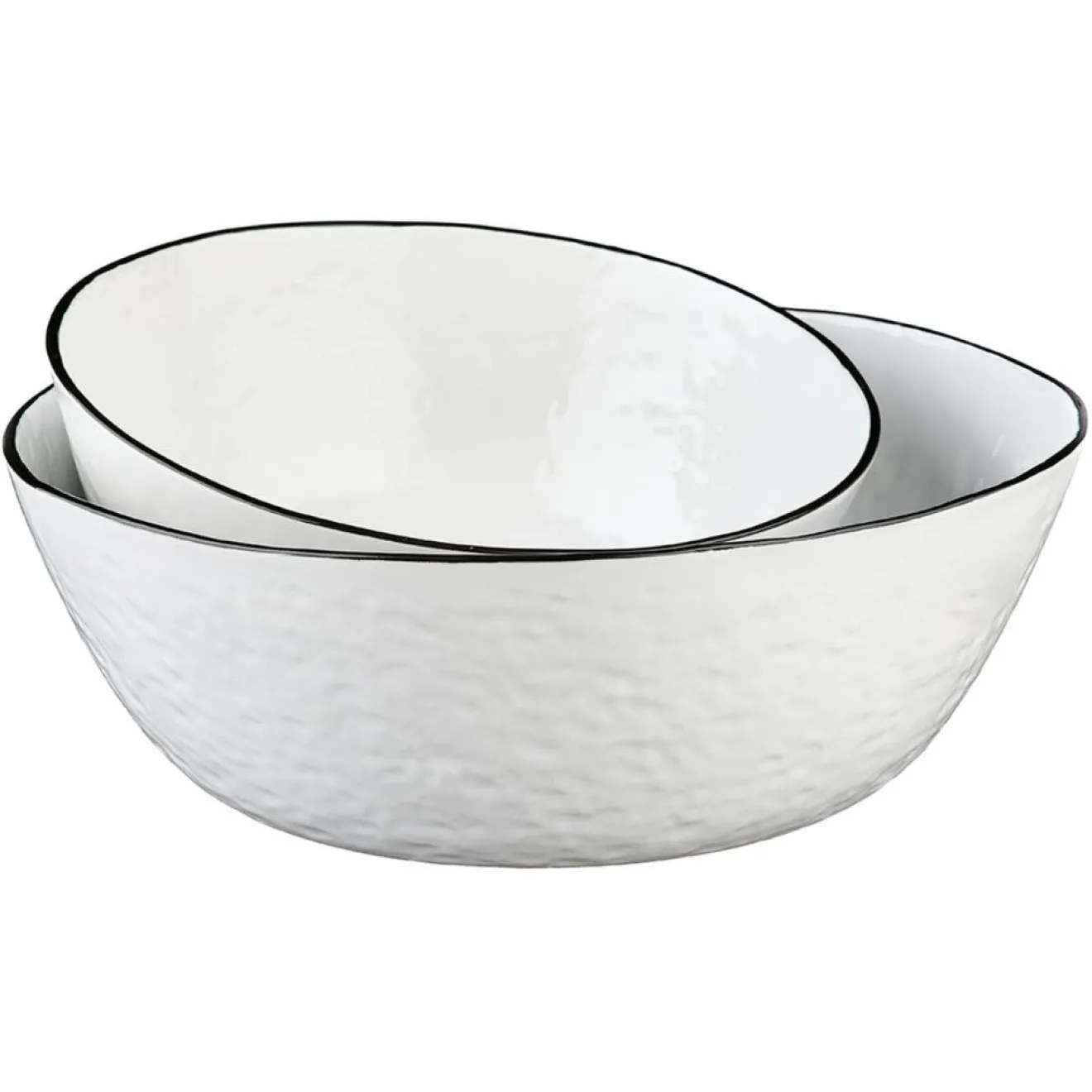 Hot Bjorn 2 Saladiers en Grès Pure blanc neige - 38x16.5x39 cm