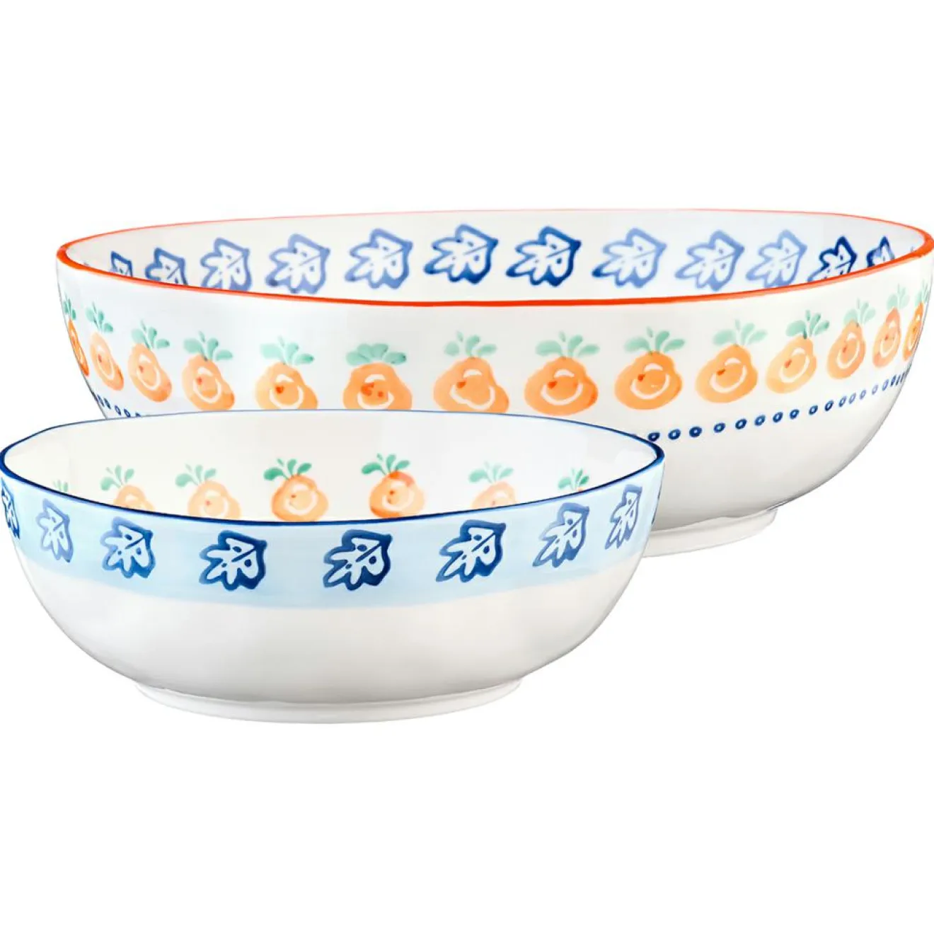 Bjorn 2 Saladiers en Porcelaine Napoli multicolores - 35x17.7x35.3 cm