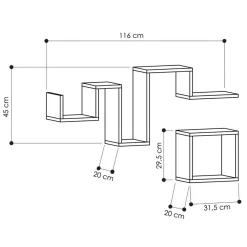 Clearance Wooden Art 2 Étagères follow chêne - 48x116x48 cm