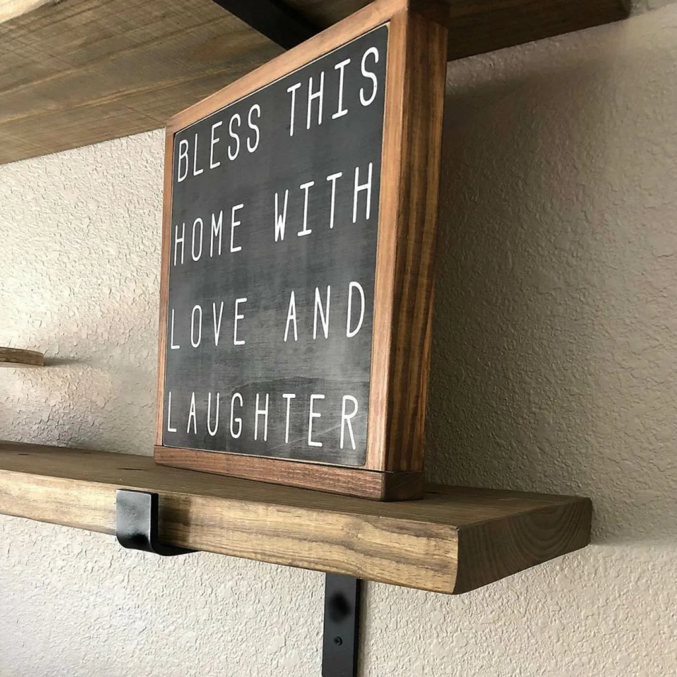 Wooden Art 2 Étagères murales noyer noires - 60x16x14 cm